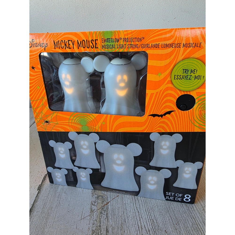 Gemmy emoteglow projection Mickey mouse musical light string Halloween unique